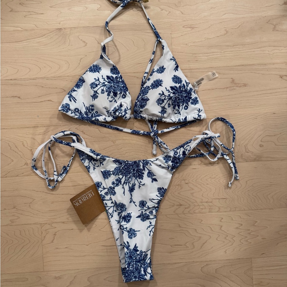 BRAND NEW Floral Blue and White Bikini Set